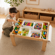6'sı 1 Arada Montessori Aktivite Masası | Kum, Su, Yapı Blokları & Sanat