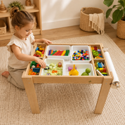 6'sı 1 Arada Montessori Aktivite Masası | Kum, Su, Yapı Blokları & Sanat