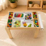 6'sı 1 Arada Montessori Aktivite Masası | Kum, Su, Yapı Blokları & Sanat