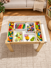 6'sı 1 Arada Montessori Aktivite Masası | Kum, Su, Yapı Blokları & Sanat