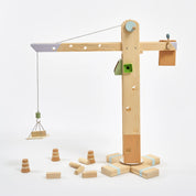 360° Dönebilen Ahşap Vinç Oyuncak (Pastel)