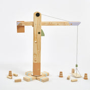 360° Dönebilen Ahşap Vinç Oyuncak (Pastel)
