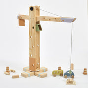 360° Dönebilen Ahşap Vinç Oyuncak (Pastel)