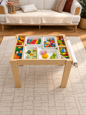 6'sı 1 Arada Montessori Aktivite Masası | Kum, Su, Yapı Blokları & Sanat