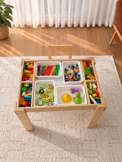 6'sı 1 Arada Montessori Aktivite Masası | Kum, Su, Yapı Blokları & Sanat
