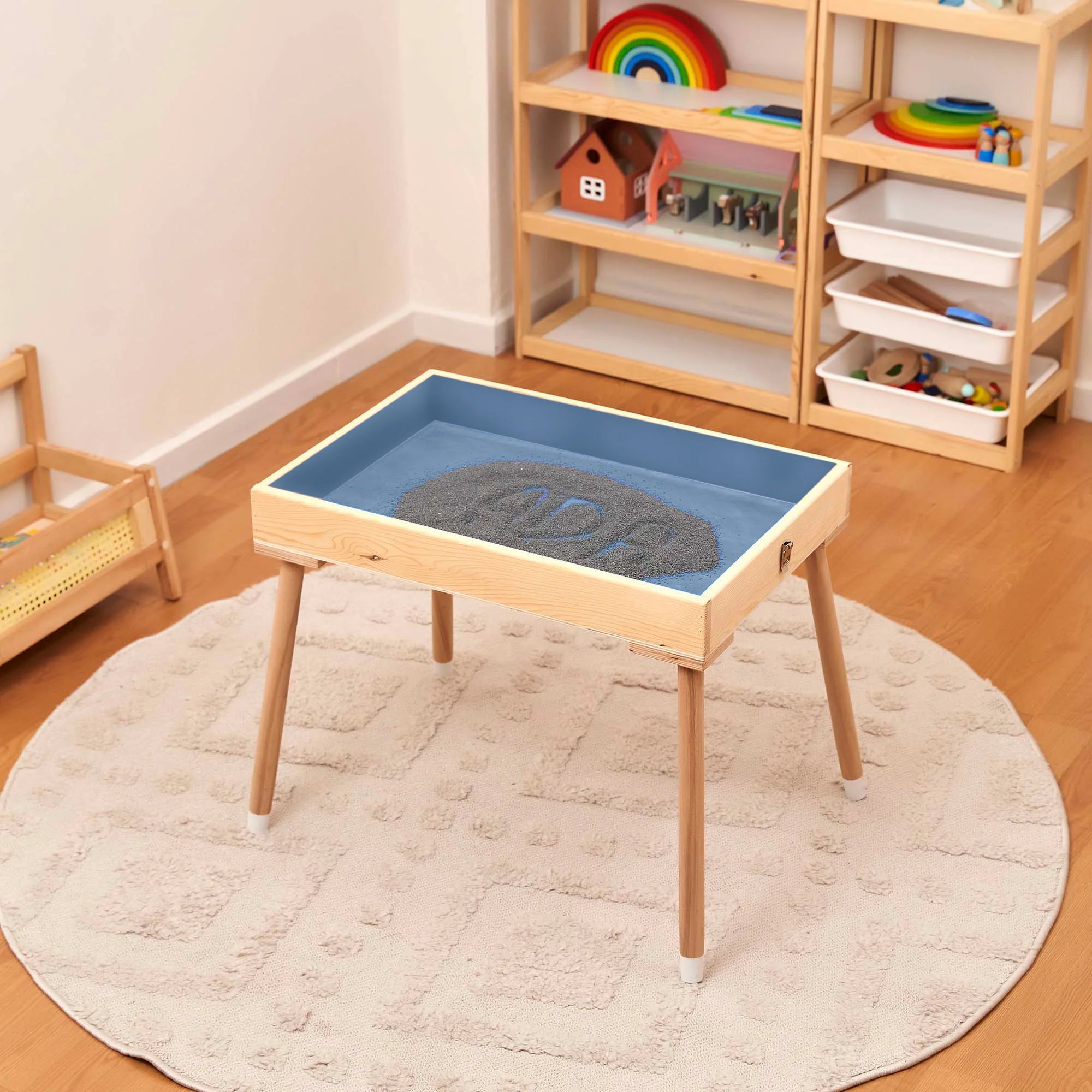 Ahşap Montessori Ayaklı Kum Masası (Kinetik Kum Hediyeli)