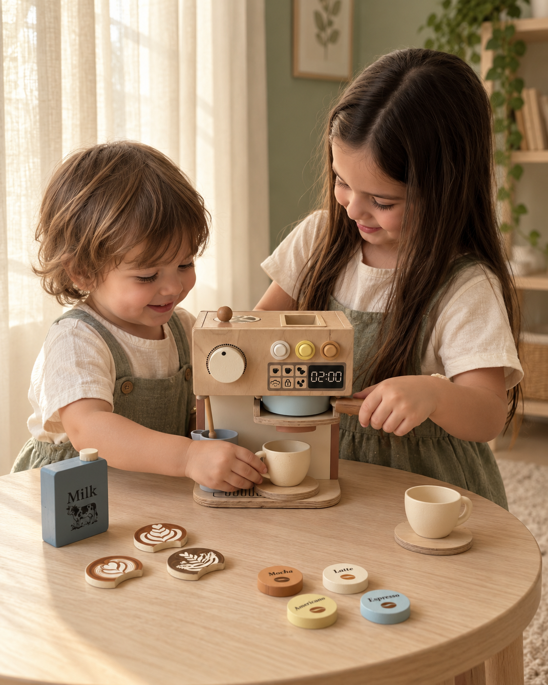 Ahşap Oyuncak Espresso Kahve Makinesi