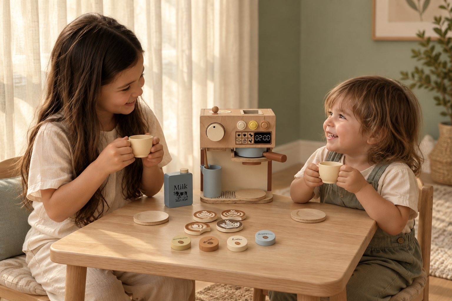 Ahşap Oyuncak Espresso Kahve Makinesi