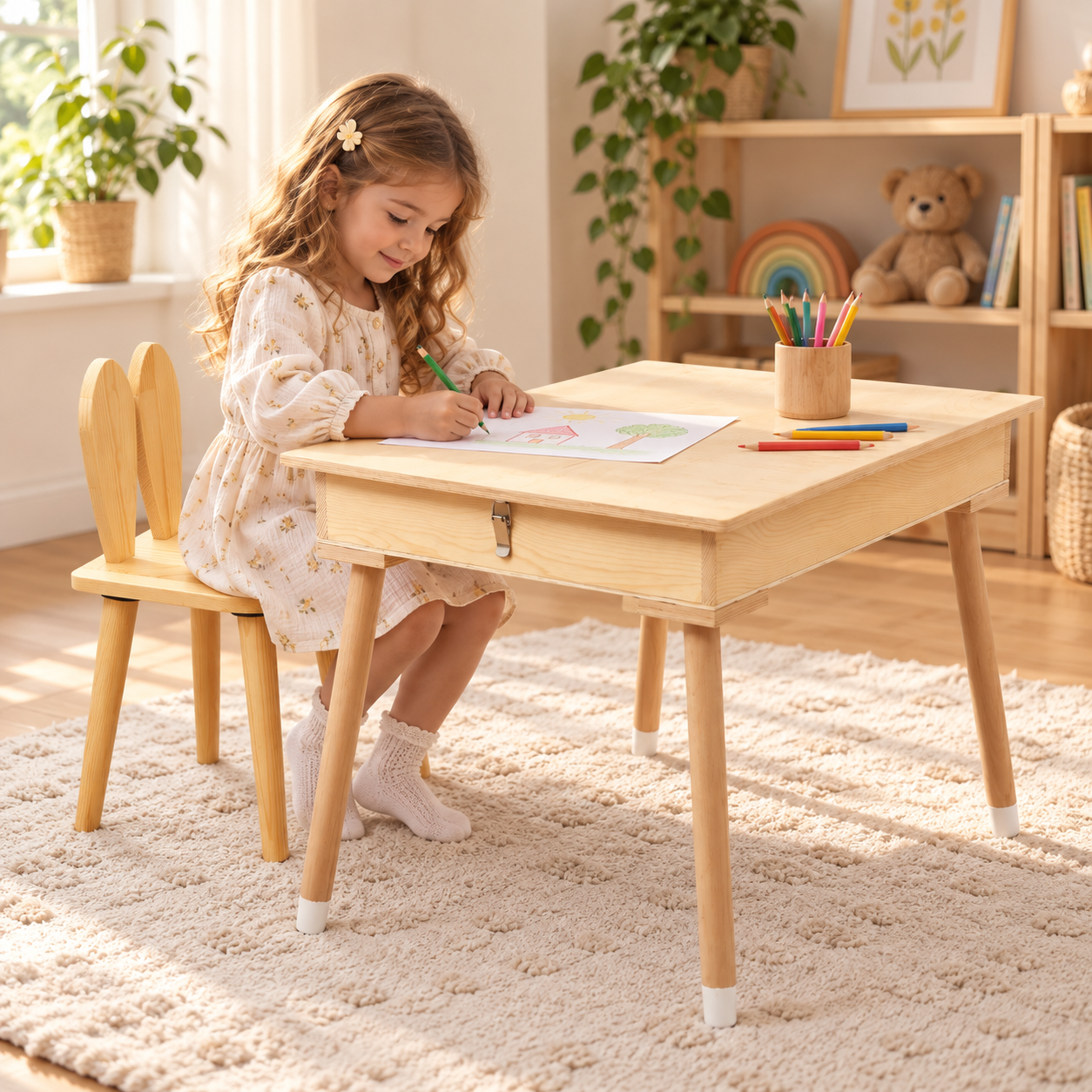 Ahşap Montessori Ayaklı Kum Masası (Kinetik Kum Hediyeli)