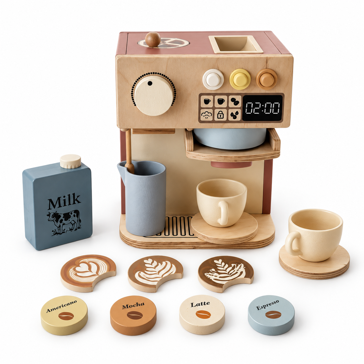 Ahşap Oyuncak Espresso Kahve Makinesi