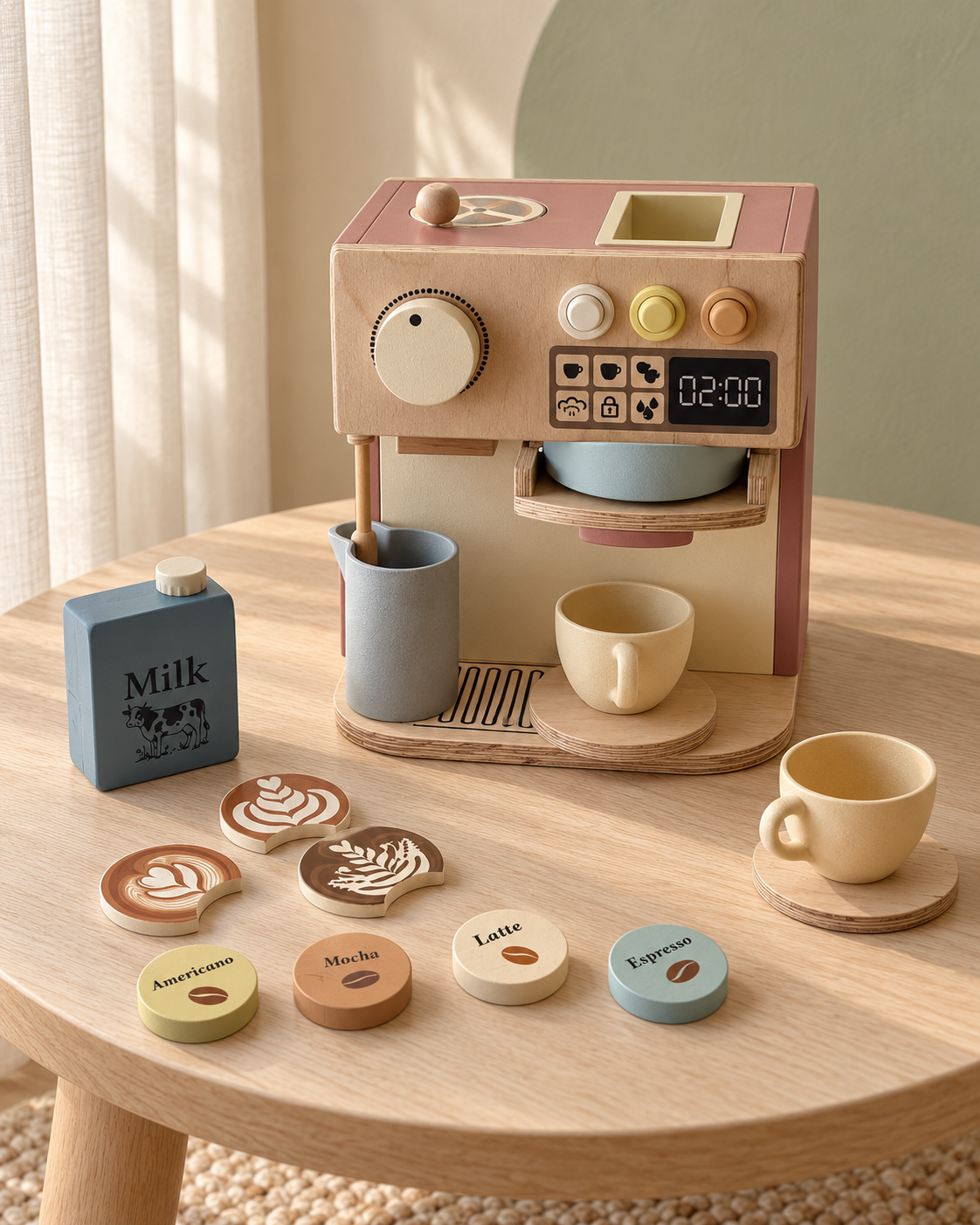 Ahşap Oyuncak Espresso Kahve Makinesi
