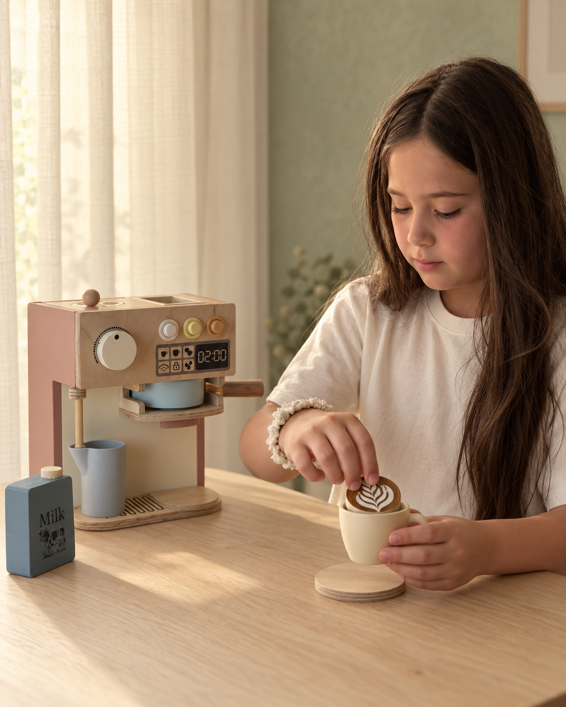Ahşap Oyuncak Espresso Kahve Makinesi