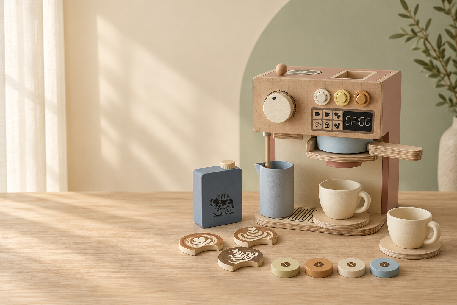 Ahşap Oyuncak Espresso Kahve Makinesi