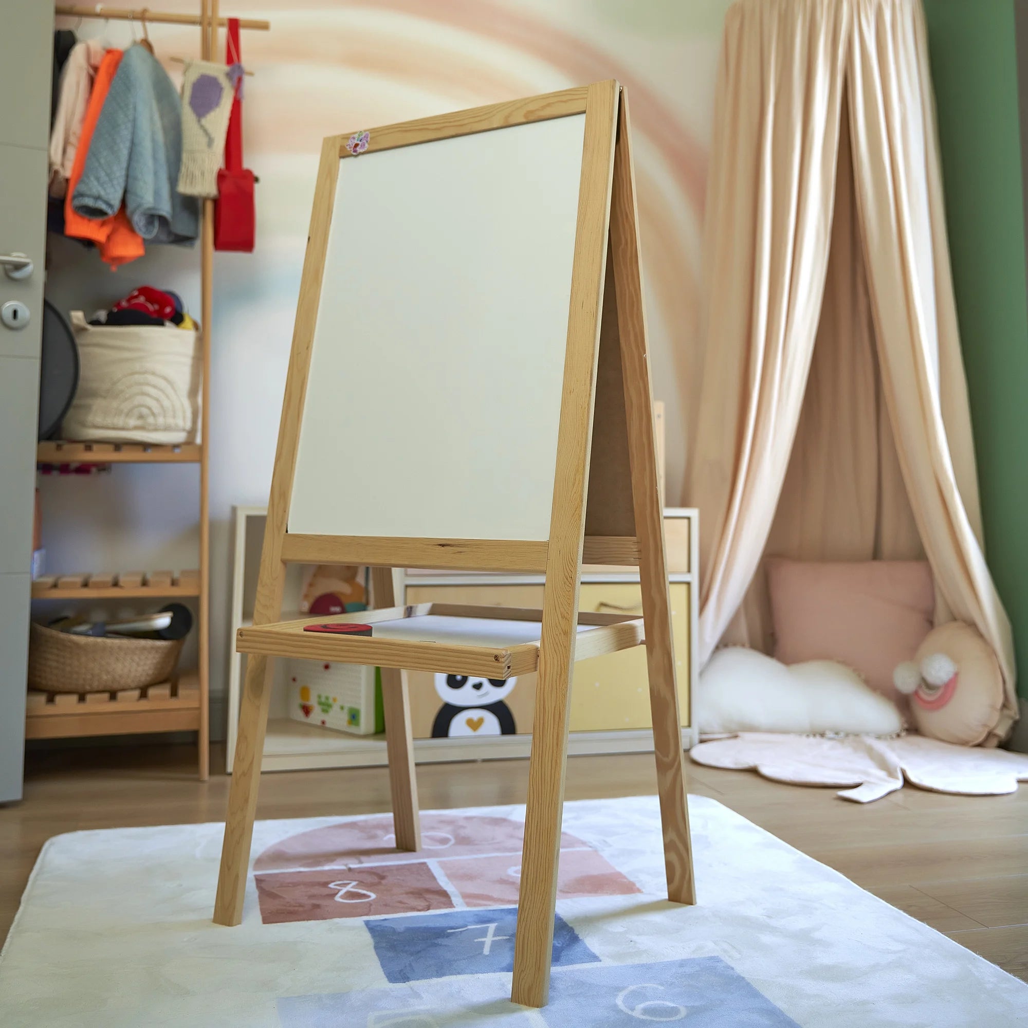 Çift Taraflı Ayaklı Ahşap Yazı Tahtası