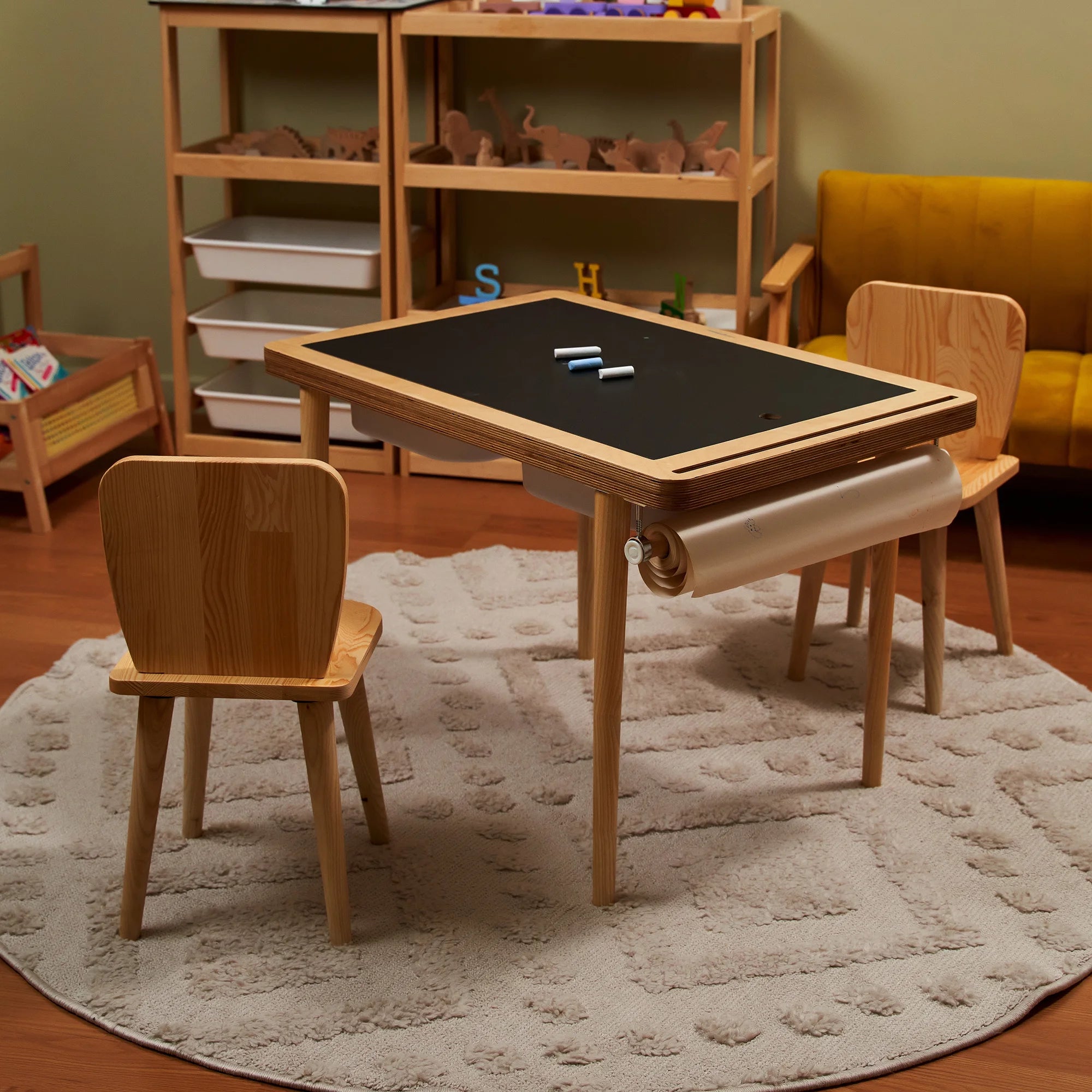 Montessori Ahşap Aktivite Masası – Huş Ağacı