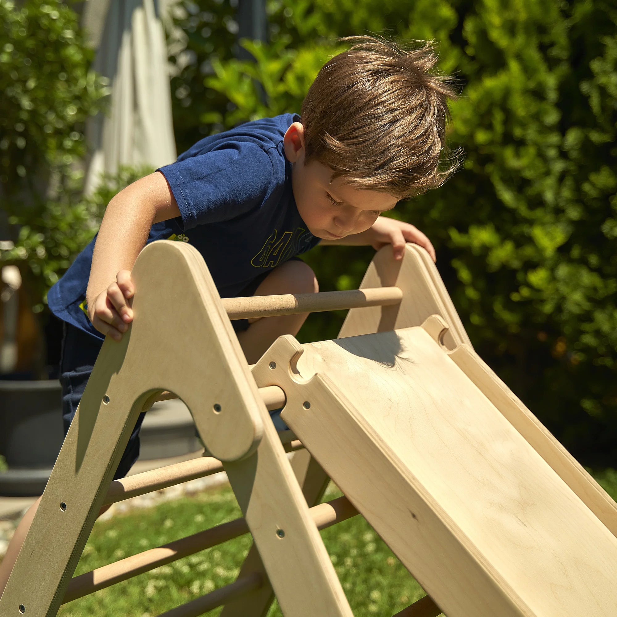 Montessori Pikler Üçgeni + Kaydırak İkili Tırmanma Seti