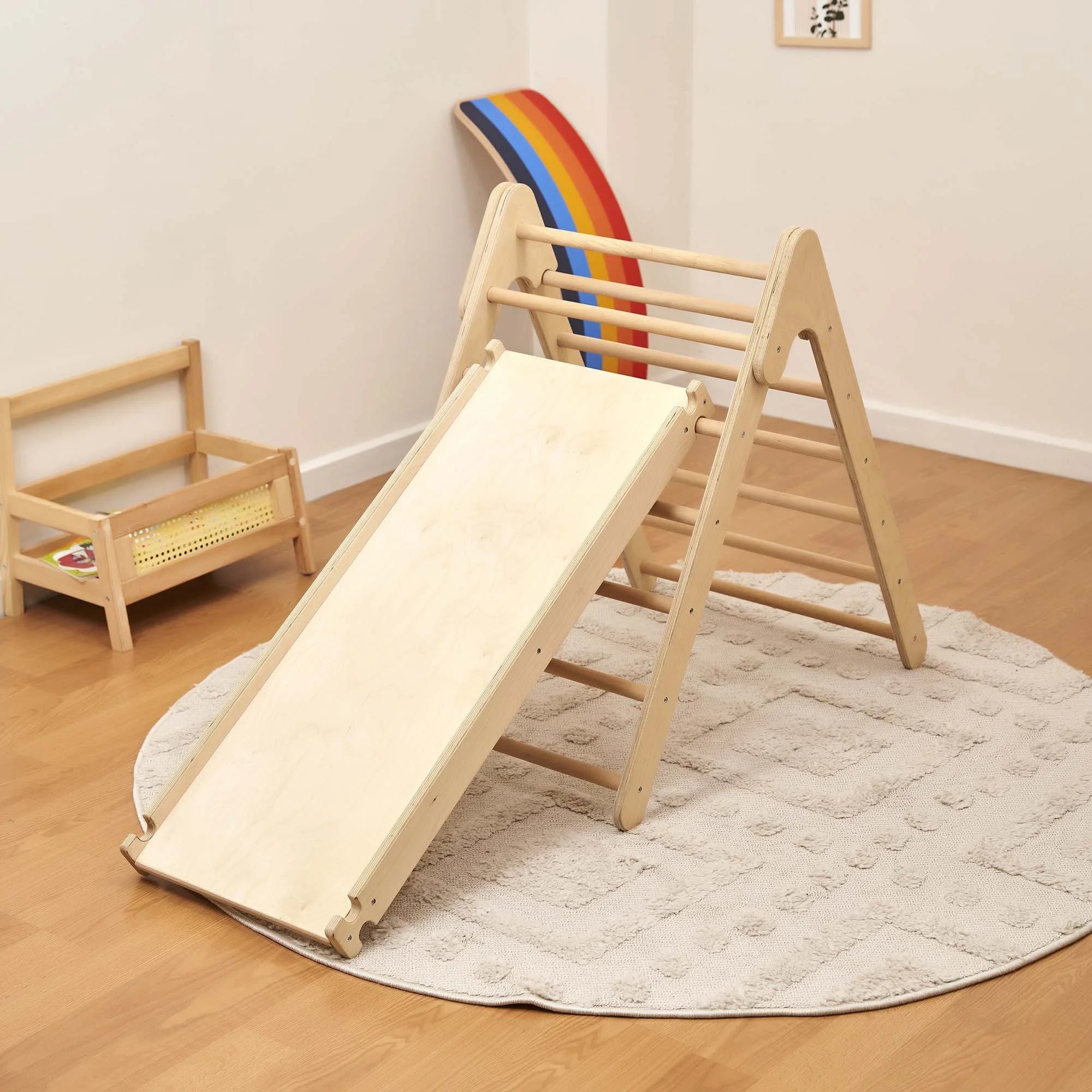 Montessori Pikler Üçgeni + Kaydırak İkili Tırmanma Seti