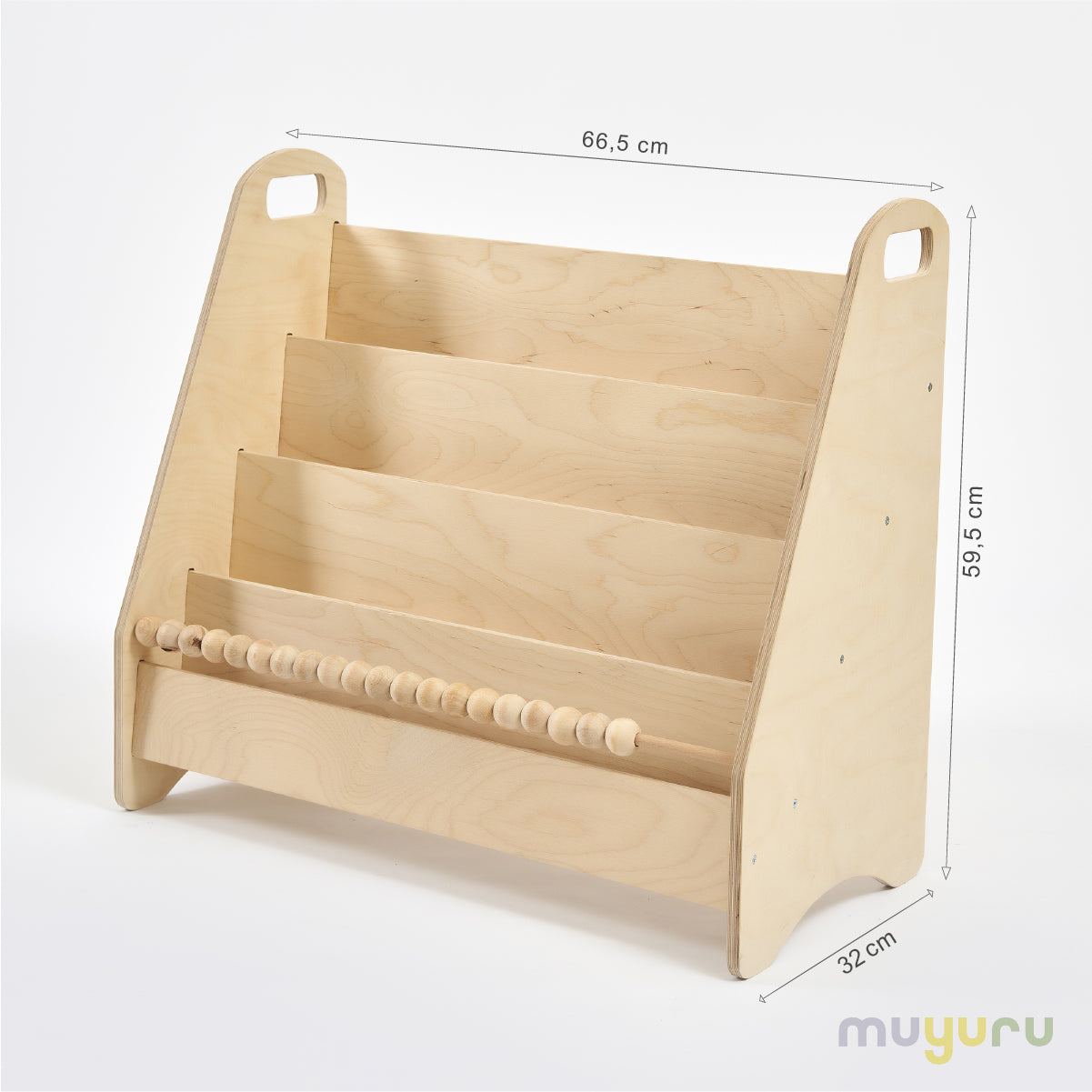 Montessori Abaküslü Ahşap Kitaplık (4 Raflı)