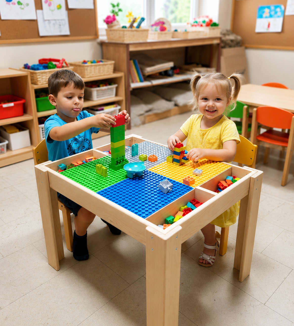6'sı 1 Arada Montessori Aktivite Masası | Kum, Su, Yapı Blokları & Sanat