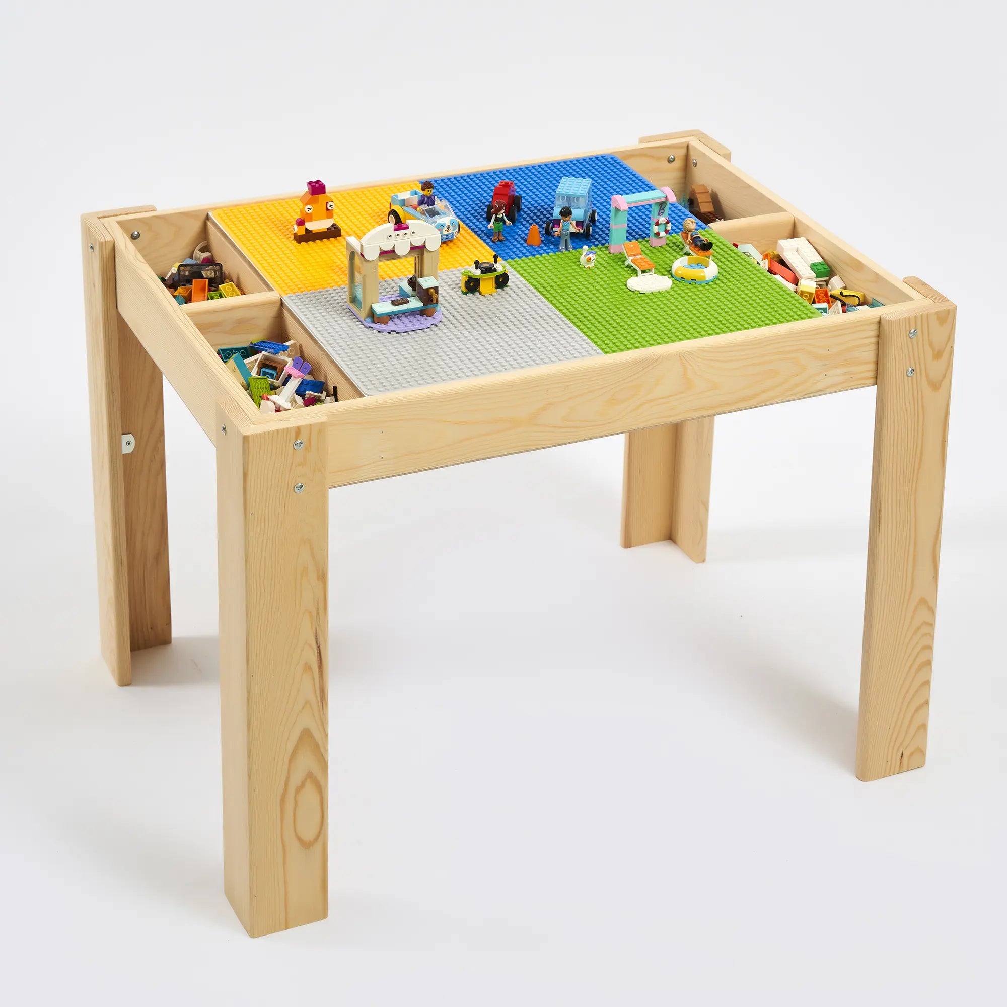 Kapaklı Montessori İnşa ve Proje Masası (Çam) – Klasik Blok Uyumlu