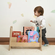 Doğal Huş Montessori Kitaplık (2 Raflı) – Sade Tasarım