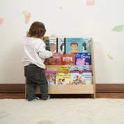 Geniş Hacimli Montessori Kitaplık (3 Raflı) – Doğal Kayın