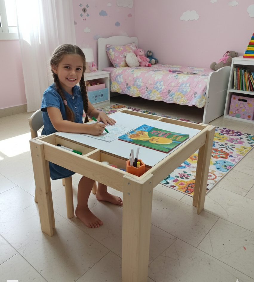 6'sı 1 Arada Montessori Aktivite Masası | Kum, Su, Yapı Blokları & Sanat