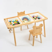 Montessori Ahşap Aktivite Masası – Çam Ağacı (3'lü Sepet)
