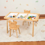 Montessori Ahşap Aktivite Masası – Çam Ağacı (3'lü Sepet)