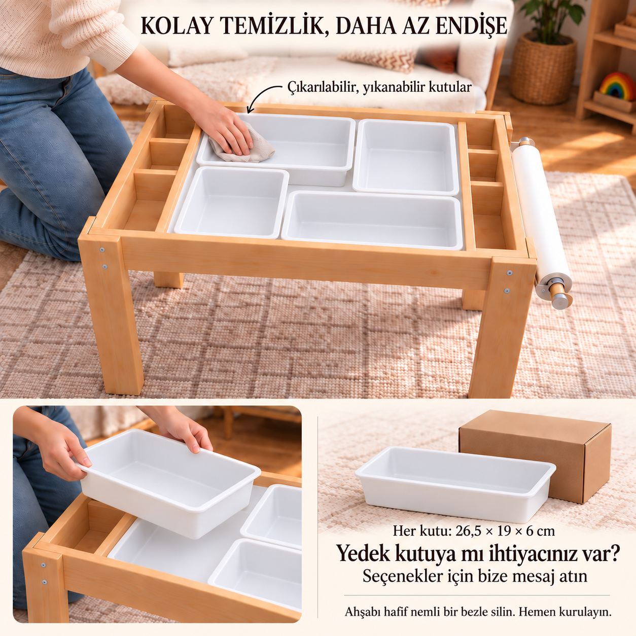 6'sı 1 Arada Montessori Aktivite Masası | Kum, Su, Yapı Blokları & Sanat