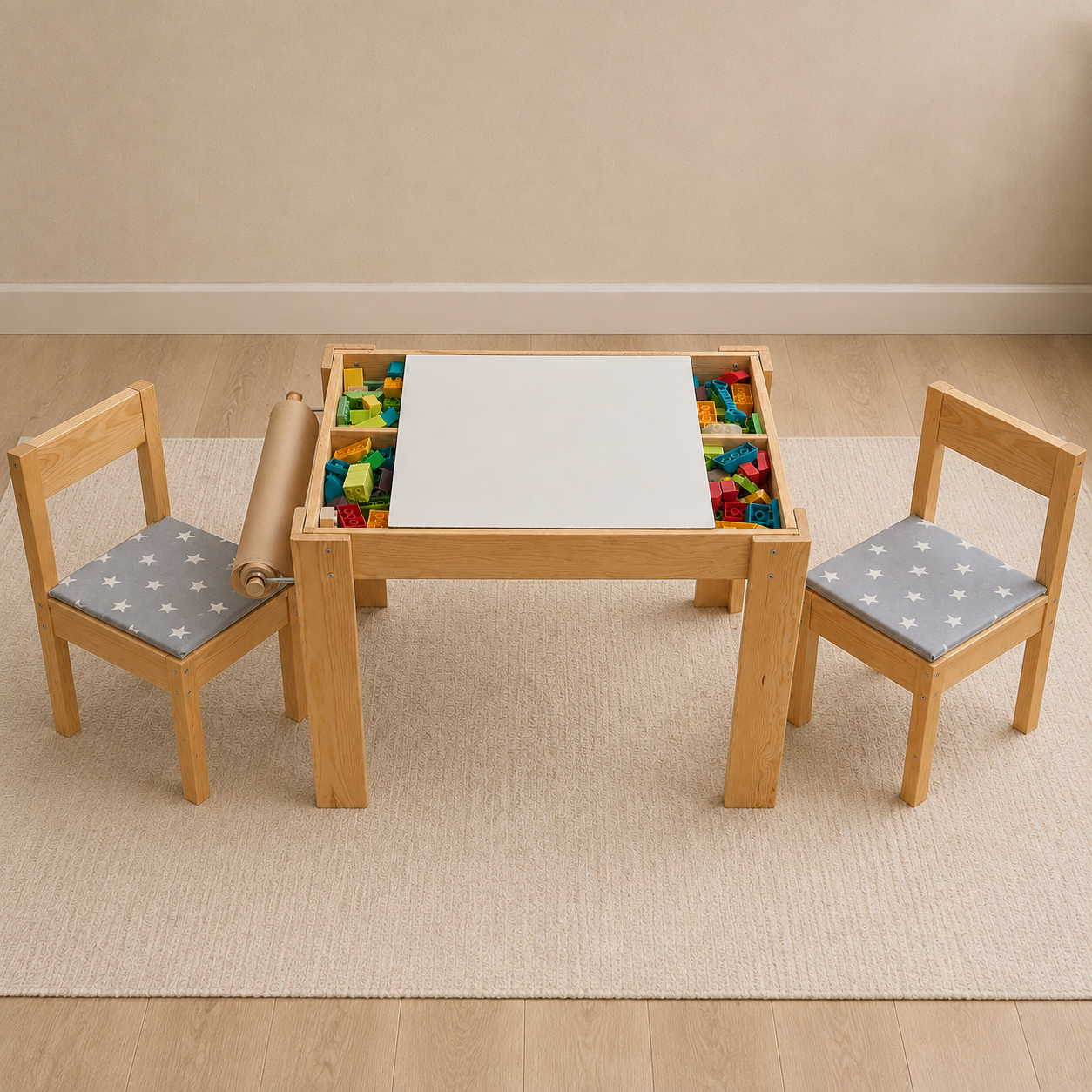 6'sı 1 Arada Montessori Aktivite Masası | Kum, Su, Yapı Blokları & Sanat