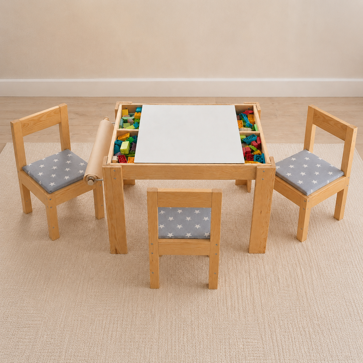 6'sı 1 Arada Montessori Aktivite Masası | Kum, Su, Yapı Blokları & Sanat