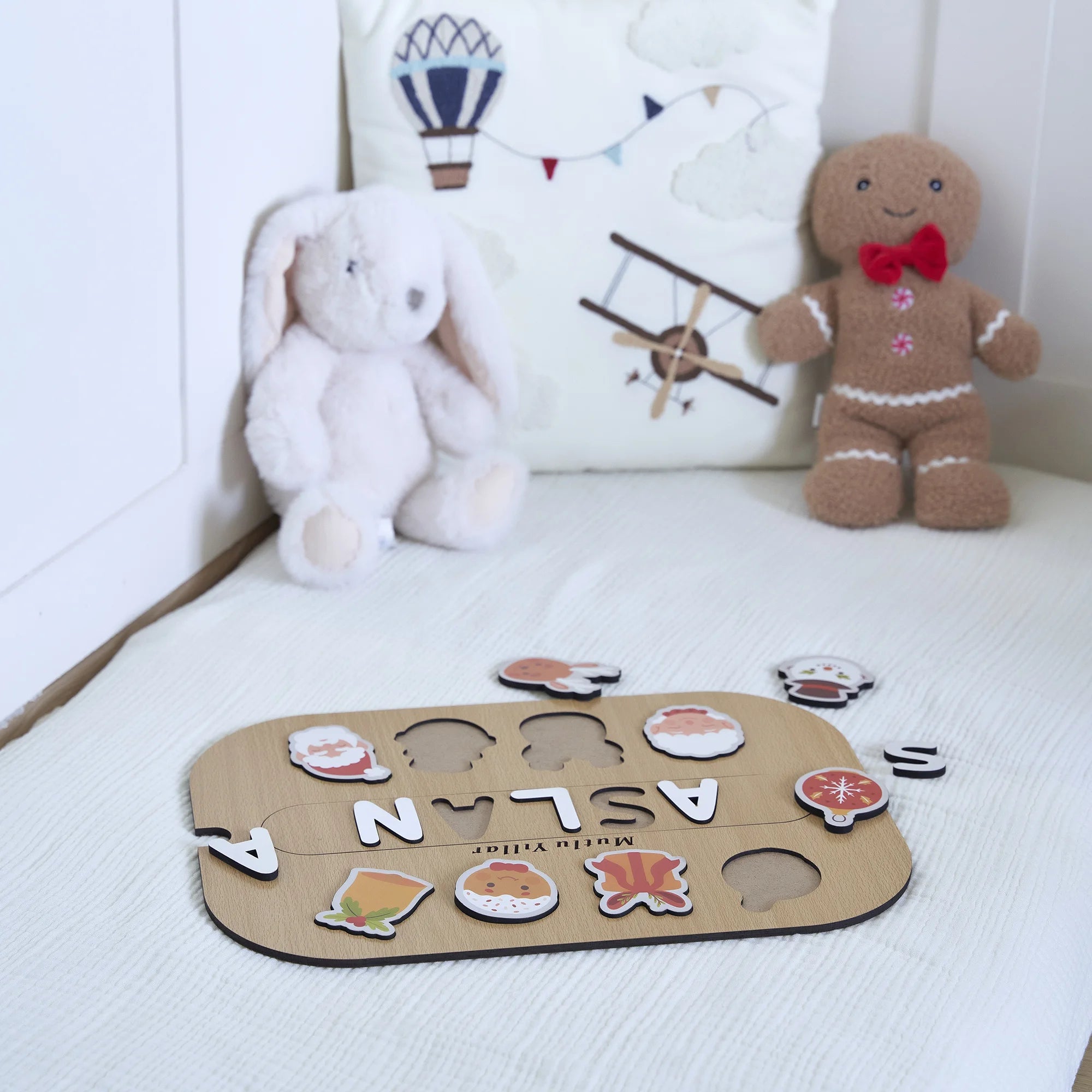 Turuncu Ağaç Süsleri Yeni Yıl Puzzle (Mdf)