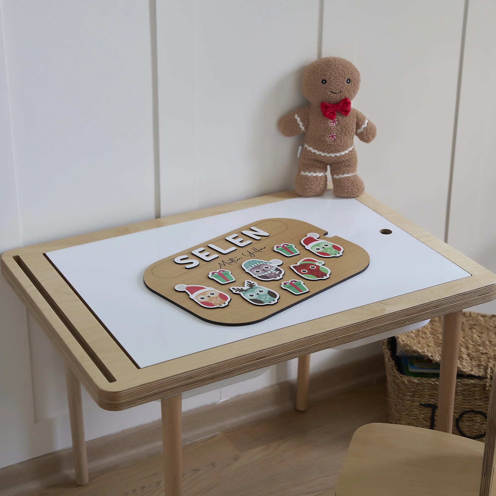 Baykuş Desenli Yeni Yıl Puzzle (Mdf)