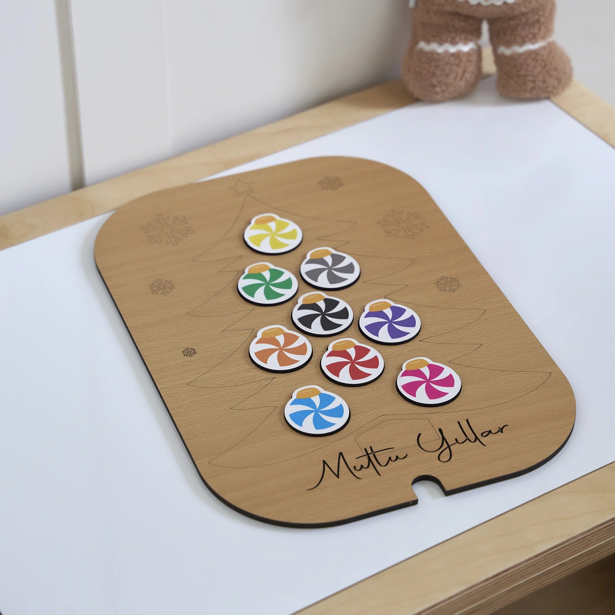 Ağaç Desenli Yeni Yıl Puzzle (Mdf)