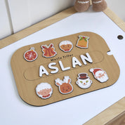 Turuncu Ağaç Süsleri Yeni Yıl Puzzle (Mdf)