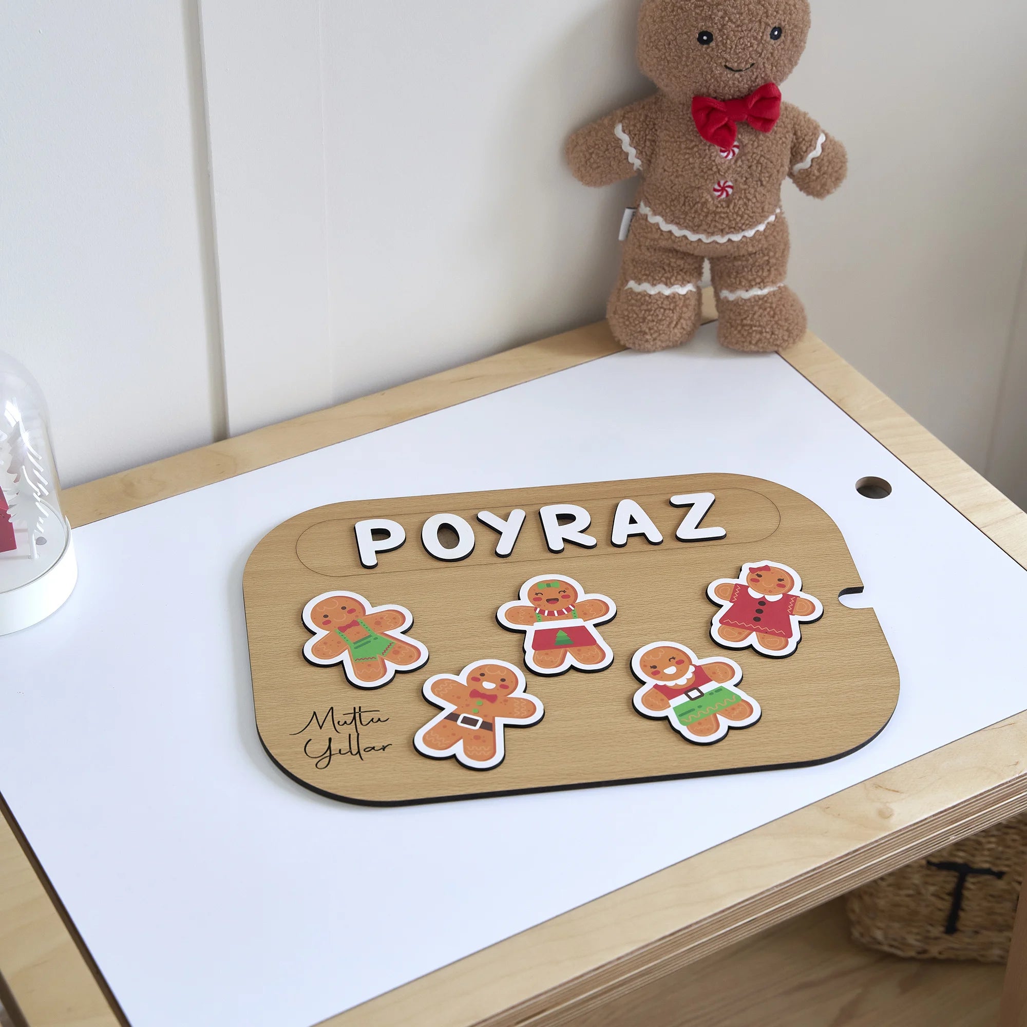 Kurabiye Adam Desenli Yeni Yıl Puzzle (Mdf)