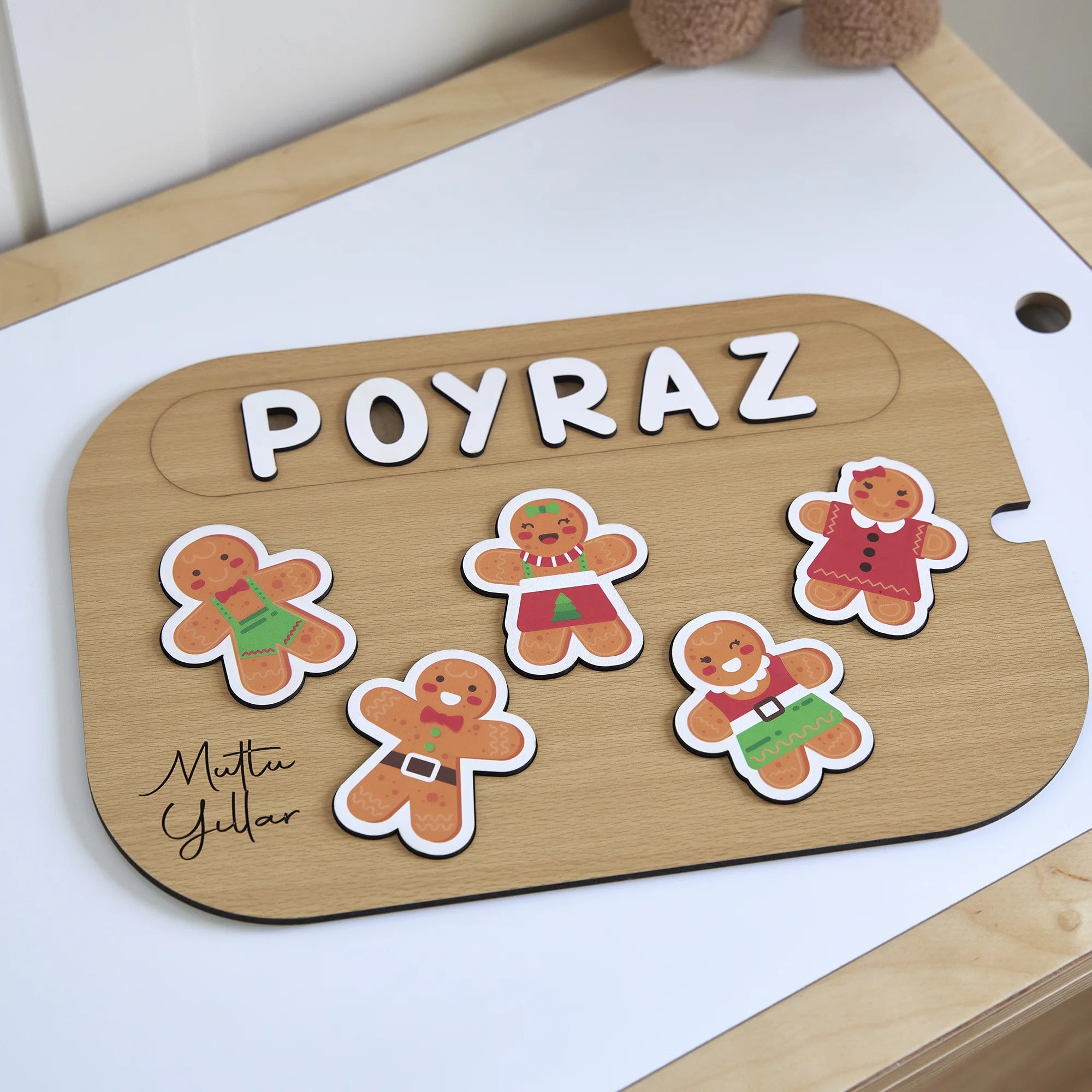 Kurabiye Adam Desenli Yeni Yıl Puzzle (Mdf)