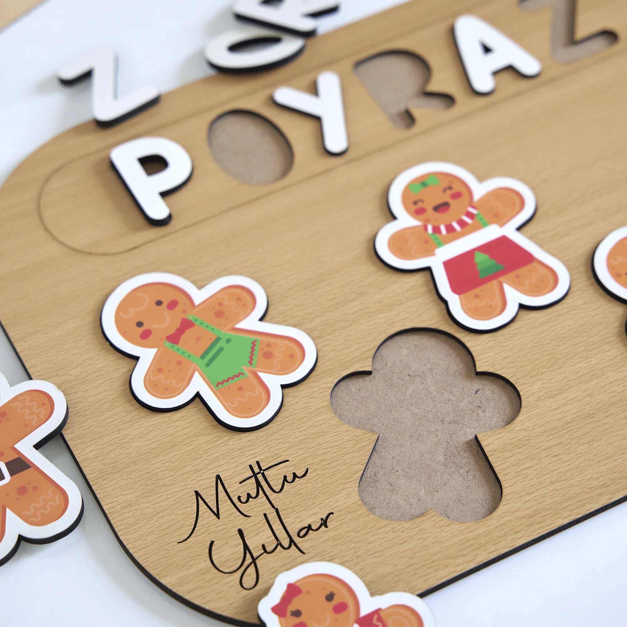 Kurabiye Adam Desenli Yeni Yıl Puzzle (Mdf)