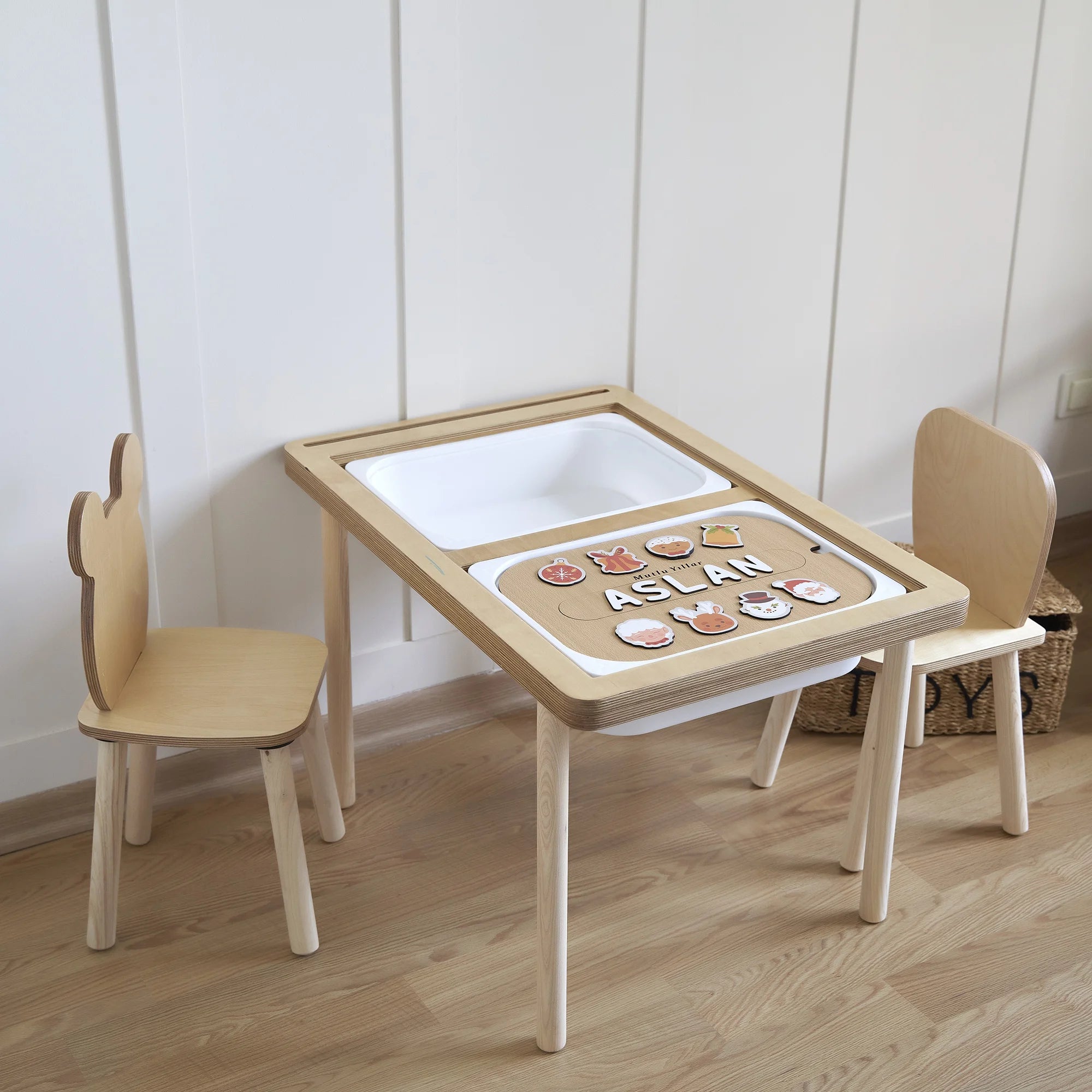 Turuncu Ağaç Süsleri Yeni Yıl Puzzle (Mdf)